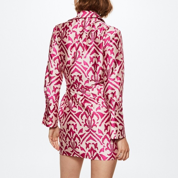 MNG Mango Pink Ikat Wrap Dress – Size XL / US 10 - Picture 10 of 10